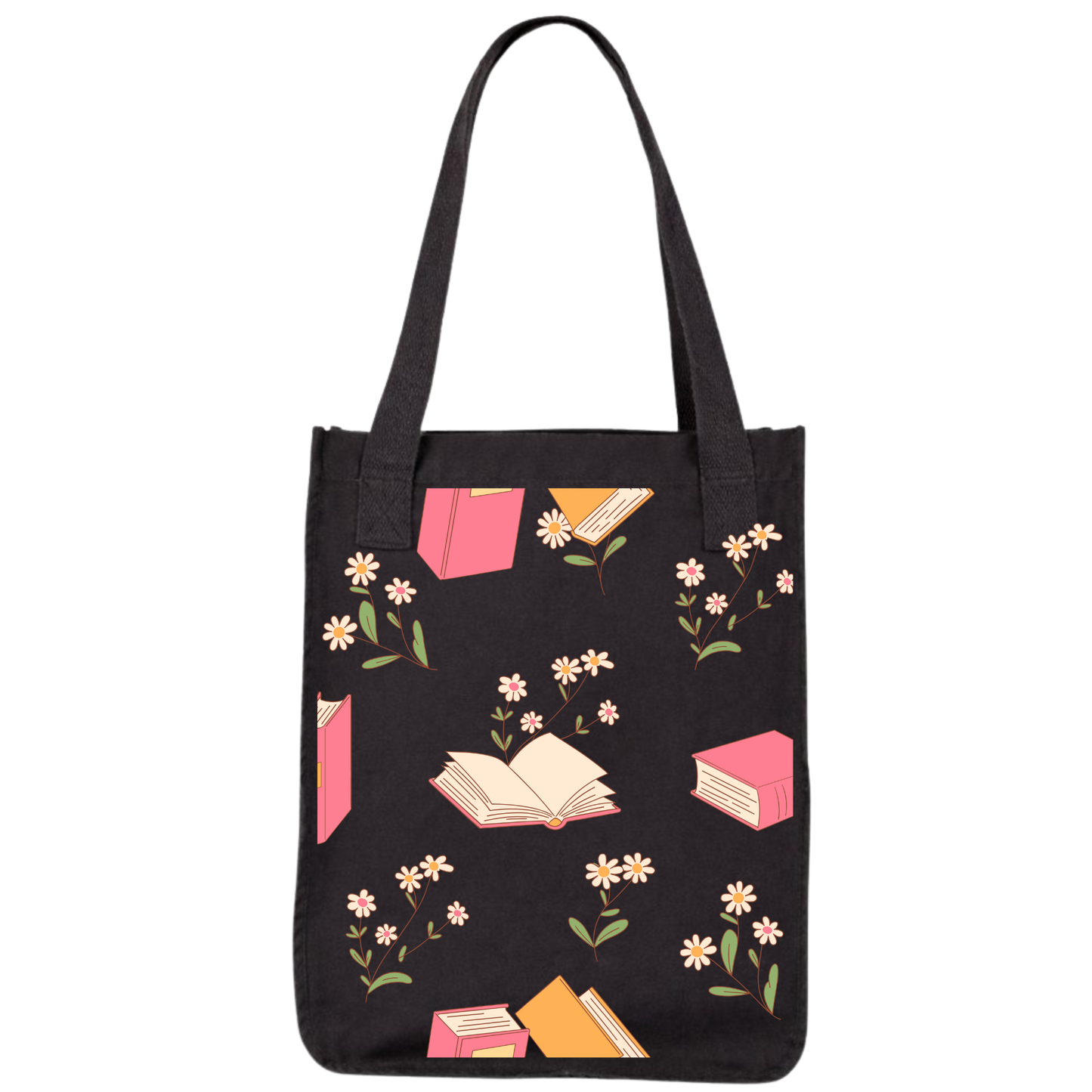 Flower and Book Tote Handbag