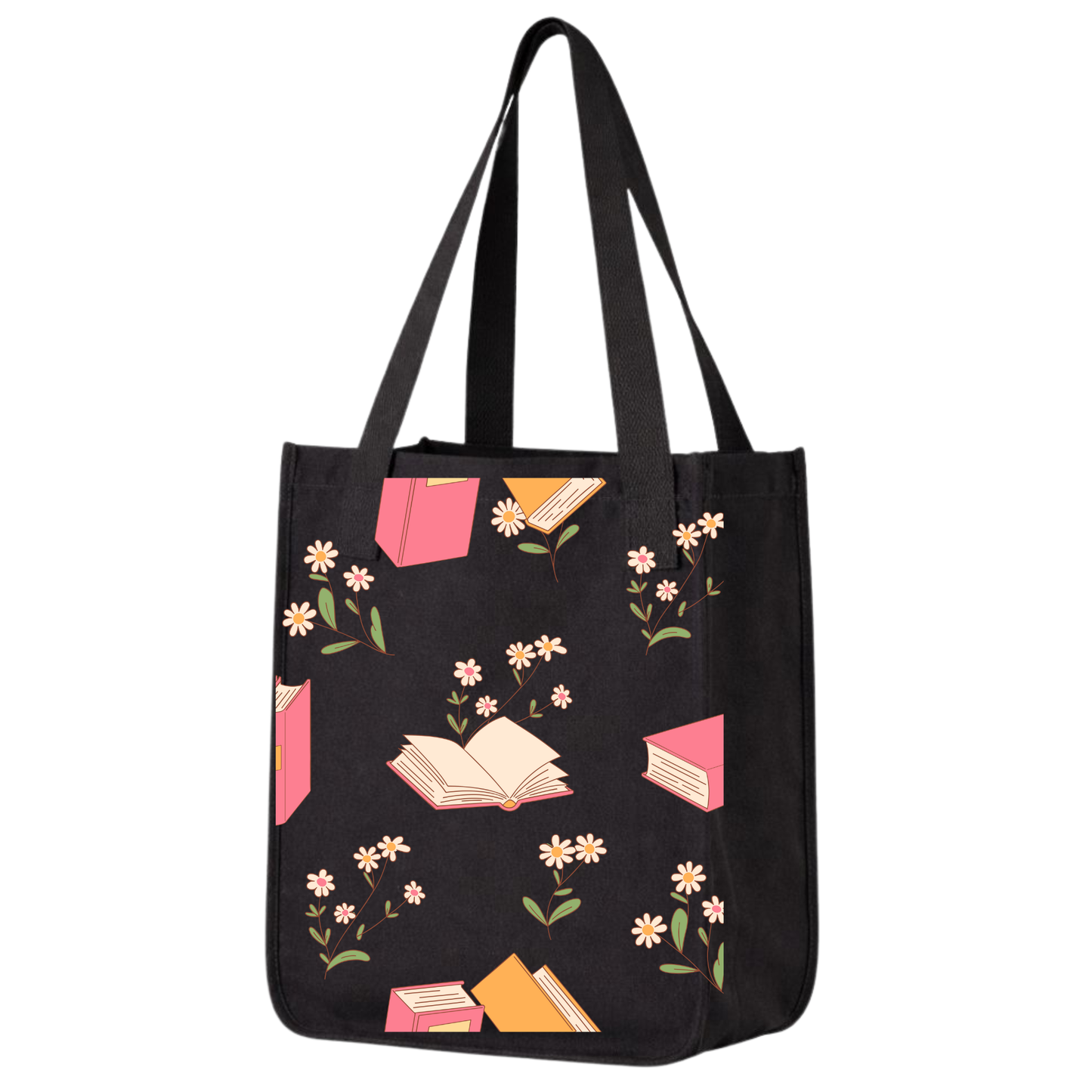 Flower and Book Tote Handbag
