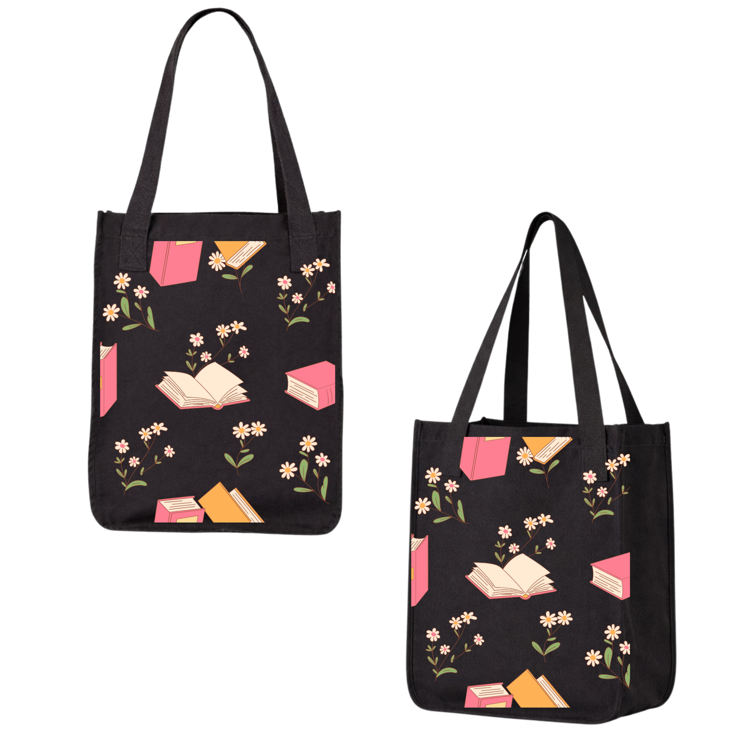 Flower and Book Tote Handbag